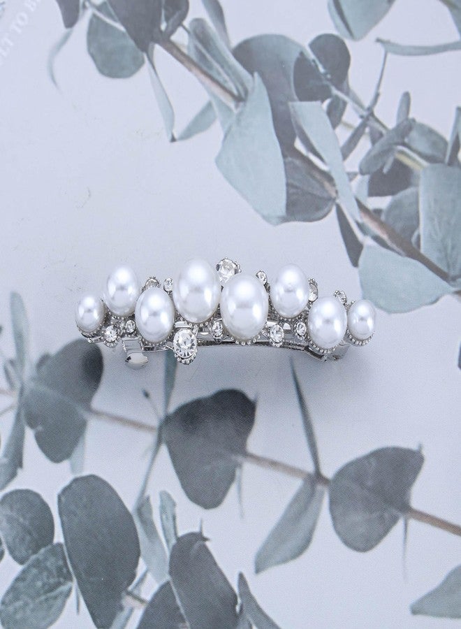 IRCOMULTI Silver Pearl Hair Clip Pearl Crystal Hair Barrette Wedding Rhinestone Hairclip French Crystal Barrettes Decorative Accessories For Women Headdress - Image 3
